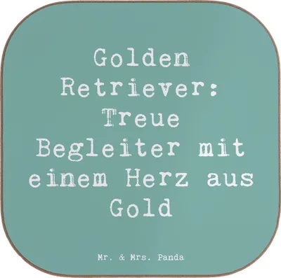 Produktbild von Mr. & Mrs. Panda Untersetzer Glas Spruch Golden Retriever Freund - Meeresbrise - Geschenk, Hundeliebhaber, Tassen, für Gläser, Treue Begleiter, Hunde, intelligenter Hund