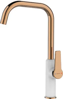 Immagine prodotto di Rubinetto da cucina Rubinetto per lavello Bianco Rosa oro Rubinetto Miscelatore monocomando