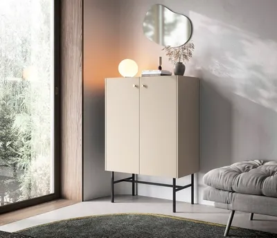 Produktbild von Vitrine DIVA Standvitrine Schrank (Creme matt)