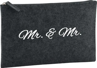 Produktbild von Huuraa Kulturbeutel Mr. & Mr. Schriftzug 1 Liter Charcoal Filz Kosmetiktasche Geschenkidee