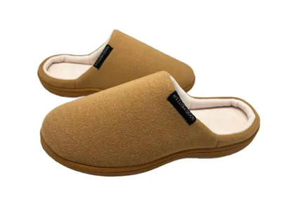 Produktbild von CRELIV Damen Hausschuhe, weich gefütterte Slip-On Pantoffeln für Zuhause, geschlossene Spitze, offene Ferse, Braun, EU 42–43