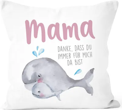 Produktbild von Kissen-Bezug Danke dass du immer für mich da bist Geschenk für Mama Papa Muttertag Vatertag SpecialMe® Mama weiß 40cm x 40cm