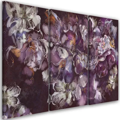 Produktbild von Triptychon auf leinwand irisblüte 150x100 cm Feeby rosa wandbild bereit zum aufhängen