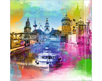 Produktbild von Glasbild Mannheim Rhein Wahrzeichen I GLA1759 20x20 cm