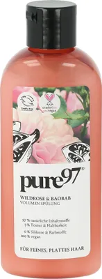 Produktbild von Conditioner de Haar Pure97 Rose & Baobab, nährende Formel für Volumen und Glanz, 200 ml, natürliche Pflege für gesundes, volles Haar de Leben.