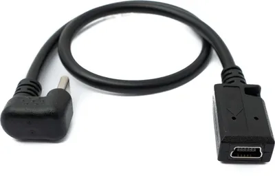 Produktbild von SYSTEM-S USB 3.1 U Turn 180° Kabel 30 cm Typ C Stecker zu 2.0 Mini Buchse Winkel Schwarz