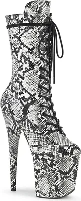 Produktbild von FLAMINGO-1050SP Damen Boots von Pleaser, Schwarz-Weiß-Schlangenprint EU 37, US 7