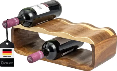 Immagine prodotto di portabottiglie eluno per 6 bottiglie, portabottiglie in legno di acacia, 38 x 12,5 x 16 cm