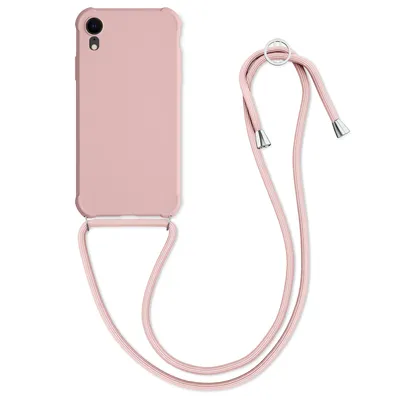 Produktbild von kwmobile Necklace Case kompatibel mit Apple iPhone XR Hülle - Cover mit Kordel zum Umhängen - Silikon Schutzhülle Perlmutt