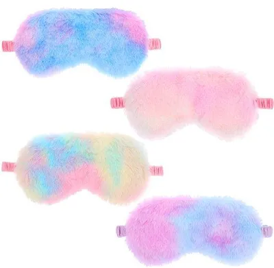 Produktbild von 4er-Pack weiches Schlafmasker für Frauen und Kinder, Regenbogenfarben Elastisches Füllmaterial Schlafmasker für Erwachsene und Kinder