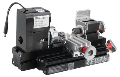 Obrázok produktu pre 12V Mini sústruh, 24W, stroj na obrábanie dreva a kovu, presný sústruh s DC motorom, kompaktný stolový sústruh, konektor pre európsku zásuvku