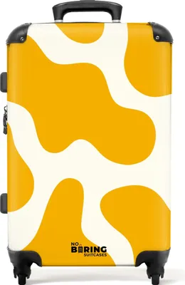 Obrázek produktu pro NoBoringSuitcases.com Tvrdý kufr střední velikosti 67x43x25 cm, 72L, Barevné potisky pro ženy: Bílý se žlutými skvrnami, cestovní kufr na 4 kolečkách