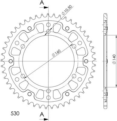 Immagine prodotto di Supersprox Stealth-Kettenrad 530 - 49Z (oro) RST-502:49-GLD|ID 140,0 LK 160,0 6-Loch