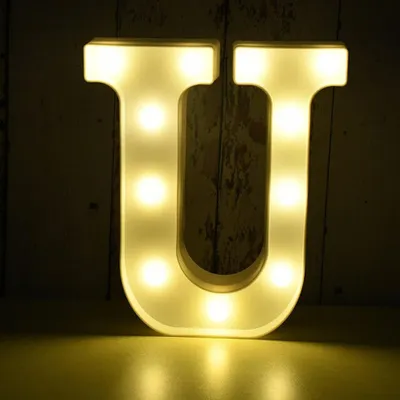 Image de Lettre lumineuse LED 3D, 22 cm lettre U