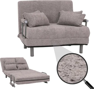 Produktbild von Schlafsessel HWC-K29, Klappsessel Schlafsofa Gästebett, Liegefläche 190x100cm, Stoff Bouclé (500g/m²)  dunkelgrau