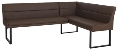 Produktbild von Eckbank HWC-O81, Esszimmerbank Bank, Kunstleder Metall 209x158cm  braun