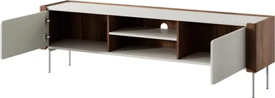 Produktbild von TV-Lowboard Kalon 180 cm Cashmere / Nussbaum Warmia mit Metallfüßen und Push-To-Open-System