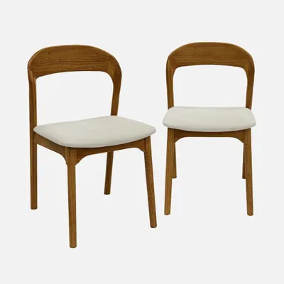 Immagine prodotto di Set 2 sedie vintage in legno di hevea e tessuto, Noce