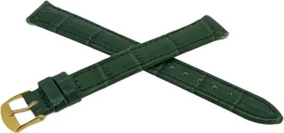 Produktbild von Barington Kroko-Print Uhrenarmband Leder grün Krokoprägung gepolstert, Stegbreite:22mm, Schließe:Gelbgolden
