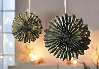 Produktbild von LED-Hängedeko "Schneeflocke" 42,5 cm - 2er-Set - (Farbe: petrol )