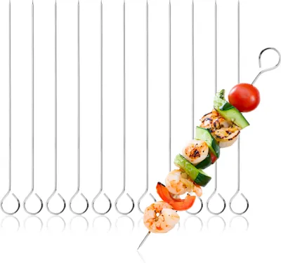 Produktbild von com-four® 12x Schaschlikspieße aus Edelstahl - 24 cm lange Fleischspieße - BBQ Grillspieße für Fleisch, Fisch und Gemüse