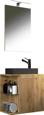 Immagine prodotto di Set 3 pezzi | Posto di lavaggio per gli ospiti WC | Bagno per gli ospiti | Lavabo con specchio | Set bagno – Hausa SC-BL