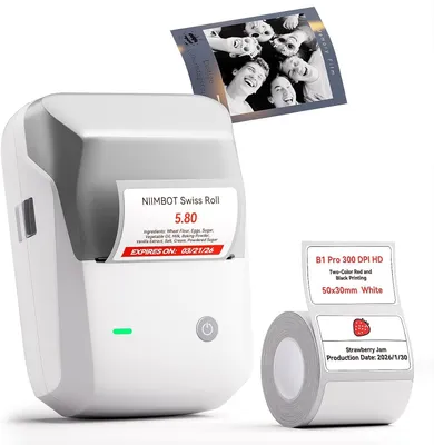 Produktbild von Etikettendrucker, Etikettiergerät mit Größeres Etiketten,300 DPI HD Etikettiergerät, Fotodrucker für Fotos,Logo,Wörter,für Zuhause, Büro oder Geschäft