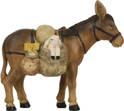 Produktbild von FADEDA Esel mit Schaf   / Höhe:12 cm / handbemalt / detailgetreue Krippen Figuren - Weihnachten Tisch Dekoration Krippe Zubehör