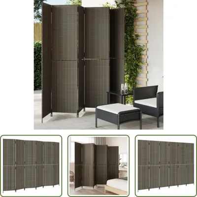 Zdjęcie produktu dla The Living Store Paravent 6-tlg. Grau Poly Rattan