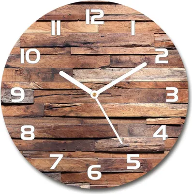 Produktbild von Wanduhr aus Glas 30fi Glasbild Glasuhr Gehärtetes Glas - weisse-zeiger - Wooden wall