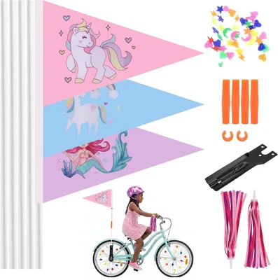 Productafbeelding van Fietsvlaggetjes 30 cm, 3 stuks, polyester, voor kinderfiets