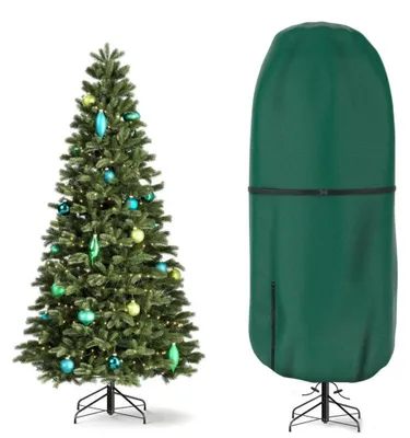 Immagine prodotto di Borsa per il deposito dell'albero di Natale – fino a 152 cm – Copertura protettiva – Stoccaggio verticale – Chiusura a zip – Cordoncino – Impermeabile – Verde scuro