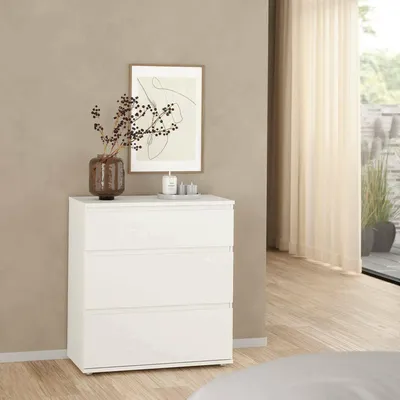 Produktbild von Kommode mit drei Schubladen, weiße Farbe, 76 x 83 x 40 cm