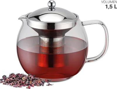 Produktbild von Weis Teekanne aus Borosilikatglas mit Teefilter 1,5 L