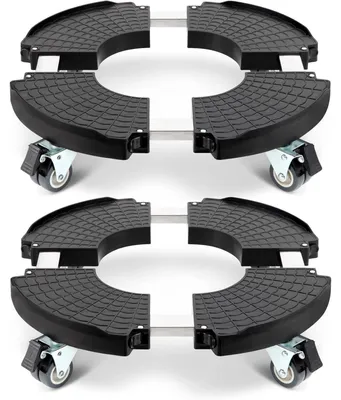 Image de Roulettes pour plantes, modèle rond, capacité de charge 200 kg, diamètre 40-54 cm, couleur noire, lot de 2