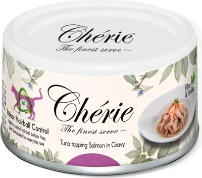 Zdjęcie produktu dla Chérie Premium Mokra karma dla kota Tuńczyk Łosoś hairball control 80g