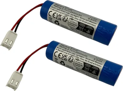 Produktbild von 2x Trade-Shop Li-Ion Akku 3,7V / 2600mAh kompatibel mit Leifheit BFN18650 1S1P, 1INR19/66, 205050, 205513 / Ersatzteil für Dry&Clean Fenstersauger