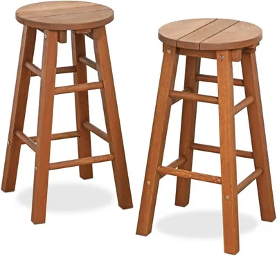 Productafbeelding van Outdoor Barkruk - Houten Krukje - Buiten Zitten - Duurzaam Hardhout - 61 cm - Natuurlijk