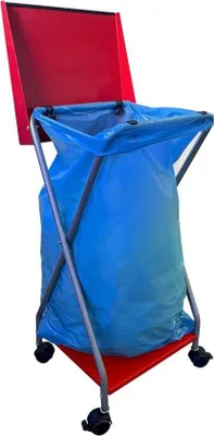 Immagine prodotto di Contenitore standard per sacchi della spazzatura con 4 ruote, 120 litri, in acciaio, modello standard, supporto per sacchi della spazzatura, supporto per contenitori dei rifiuti.