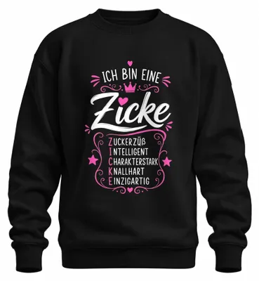 Produktbild von Ich bin eine Zicke Prinzessin Krone Herz Statement Sarkasmus Sweatshirt Pullover, Schwarz, L