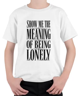 Obrázok produktu pre Tričko s nápisom "Show Me The Meaning Of Being Lonely", motívom populárnej chlapčenskej skupiny 90. rokov, biela farba, veľkosť 140