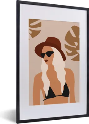 Produktbild von MuchoWow® Gerahmtes Poster Sommer - Bikini - Blätter 40x60 cm - Poster mit Schwarzem Bilderrahmen Wandposter Rahmen Foto Bilder - Poster in Rahmen