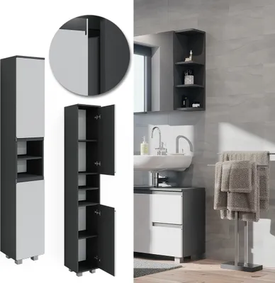 Obrázok produktu pre Kúpeľňová skrinka Vicco J-Shape biely 30 x 190 cm, Model 40128