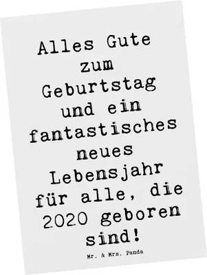 Produktbild von Mr. & Mrs. Panda Postkarte Spruch 2020 Geburtstag Glückwünsche - Weiß - Geschenk, Geburtstagsgeschenk, besonderes Jahr, bildkarte, Grußkarte, feiern, Happy Birthday