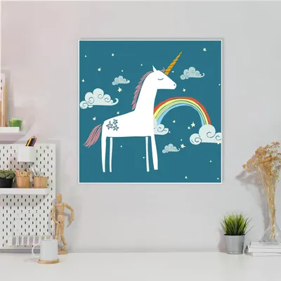 Produktbild von Design Stahlmagnettafel Quadratisch 50x50cm Einhorn