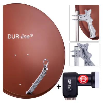 Produktbild von DUR-line Select 85/90cm Komplettanlage rot + Quad LNB