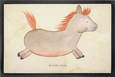 Produktbild von Mr. & Mrs. Panda Bodenvorleger Pferd Springen 50 x 75 cm - Vintage - Geschenk, fußmatte, Pferdestall, Fußabstreifer, Schmutzmatte, Schmutzfangmatte, Bauernhof, Pferde