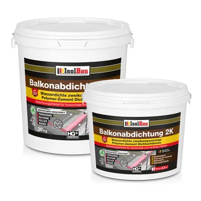 Produktbild von Isolbau Balkonabdichtung 2K - 30 kg Dichtschlämme zur Abdichtung von Balkon, Terrasse, Bad, Keller, Dusche