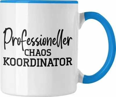 Produktbild von Trendation - Tasse für Chef Geschenk Professioneller Chaos Koordinator Chef Geschenkidee Lustige Kaffeetasse Vater Papa (Blau)