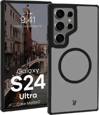 Produktbild von Bizon Case MatteO Samsung Galaxy S24 Ultra transparent mit schwarzem Rahmen